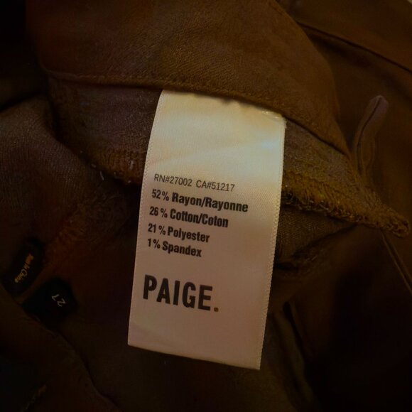 PAIGE Chocolate Shimmer Manhattan High-Rise | Size 27 & Tall Inseam - Picture 14 of 14